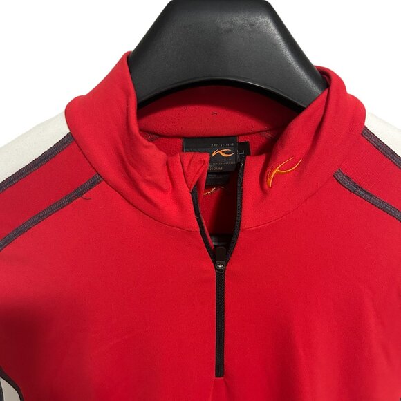 KJUS Systems Pullover Sweater 1/2 Zip Women’s Large Red Mock Neck Polyester - Picture 4 of 7